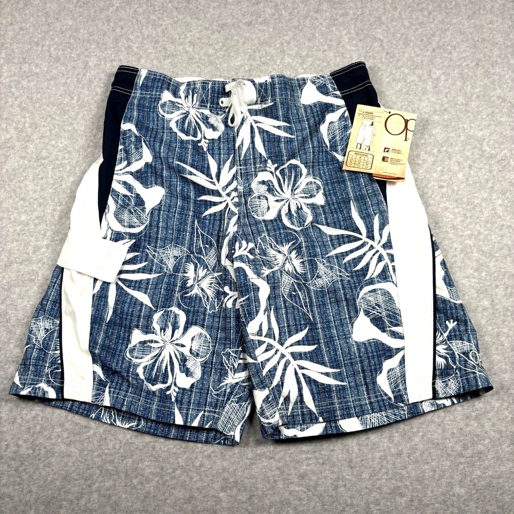 Y2K Ocean Pacific OP Men's L 36/38 Blue Swim Trunks Board Shorts Surfer-NEW